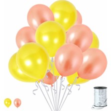 Hknys 30 Adet Metalik Rose Gold, Sarı Balon Konsepti-Parti Balonu