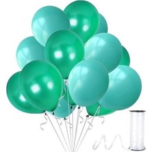 Hknys 30 Adet Su Yeşili-Yeşil Metalik Sedefli Balon-Helyum Uyumlu