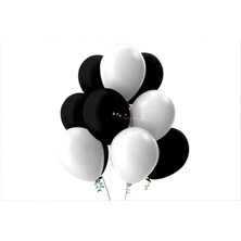 Hknys 20 Adet Beşiktaş Renkleri  Balon Beyaz-Siyah 12 Inç
