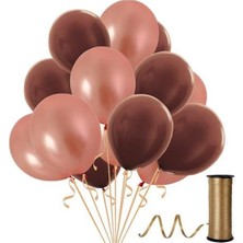 Hknys 30 Adet Metalik Rose Gold, Kahverengi Balon Konsepti-Güzel Balon