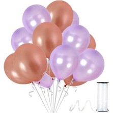 Hknys 20  Adet Metalik Rose Gold, Lila Balon Konsepti-Parti Balonu
