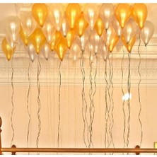 Hknys Partiniseç 25 Adet Metalik (Gold Altın Sarısı-Beyaz) Balon Helyum