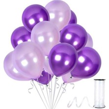 Hknys 30 Adet  Metalik Sedefli Mor, Lila Balon-Uçan- Balon