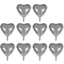 Hknys Kalp Folyo Balon Gri-Gümüş Renk-14 cm -Sevgililer Günü-Doğum Günü