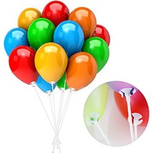 Hknys 10 Adet Balon Çubuğu ve Sopası+10 Adet Metalik Balon Karısık Renk