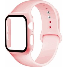 Ally Apple Watch Uyumlu 4-5-6 44MM Silikon Kordon Kayış ve Ekran Koruyucu Kılıf