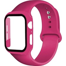 Ally Apple Watch Uyumlu 4-5-6 44MM Silikon Kordon Kayış ve Ekran Koruyucu Kılıf