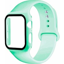 Ally Apple Watch Uyumlu 4-5-6 44MM Silikon Kordon Kayış ve Ekran Koruyucu Kılıf