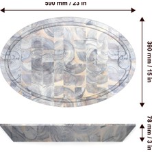 Samurai Interbuild Masif Akasya End Grain Oval Doğrama Kasap Bloğu 59 x 39 x 7,8 cm. Organik Beyaz