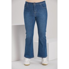 Rmg Ispanyol Paça Büyük Beden Mavi Kot Pantolon