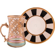 Rosa Bianca Damalı Kulplu 6 Lı Çay Seti