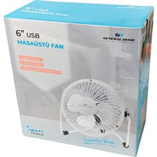 General Home Metal 6 Inç USB Fan Beyaz