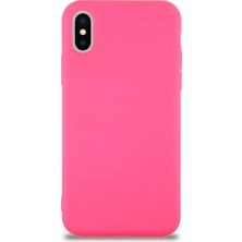 Case World Caseworld Apple iPhone Xs Kapak Içi Kadife Lansman Silikon Kılıf - Neon Pembe