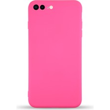 Case World Caseworld Apple iPhone 8 Plus Kapak Içi Kadife Kamera Korumalı Lansman Silikon Kılıf - Neon Pembe