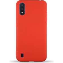 Case World Caseworld Samsung Galaxy A01 Kapak Içi Kadife Lansman Silikon Kılıf - Kırmızı