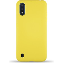 Case World Caseworld Samsung Galaxy A01 Kapak Içi Kadife Lansman Silikon Kılıf - Sarı