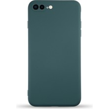 Case World Caseworld Apple iPhone 8 Plus Kapak Içi Kadife Kamera Korumalı Lansman Silikon Kılıf - Yeşil