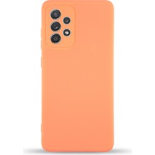 Case World Samsung Galaxy A72 ile Uyumlu Kapak Içi Kadife Kamera Korumalı Lansman Silikon ile Uyumlu Kılıf - Turuncu