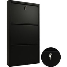 Ata Group 3'lü Kilitli Metal Ayakkabılık Siyah