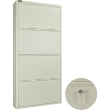 Ata Group 4'lü Kilitli Metal Ayakkabılık Beyaz