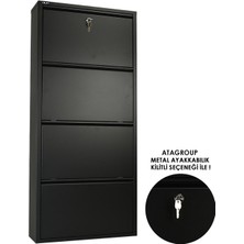 Ata Group 4'lü Kilitli Metal Ayakkabılık Siyah