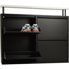 Ata Group Siyah 2+2 Geniş Metal Ayakkabılık