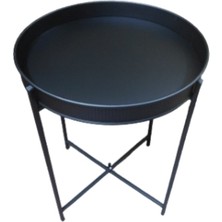 Esosh Home Yuvarlak Tepsi Sehpa 40X40X56 cm Siyah