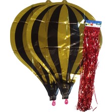 Event Party Store Paraşüt Folyo Balon Gold Siyah Püsküllü