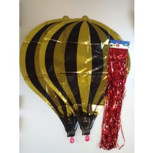 Event Party Store Paraşüt Folyo Balon Gold Siyah Püsküllü