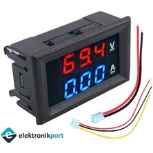 Elektronikport Dijital Voltmetre Ampermetre Dc 100V 10A  0.56 Inch  (Mavi + Kırmızı) Çift Renk LED Gösterge