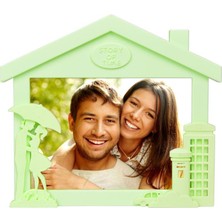 Nobbystar Dekoratif Yatay Ev Görünümlü Fıstık Yeşili Renkli  13 x 18 cm Plastik Fotoğraf Çerçevesi