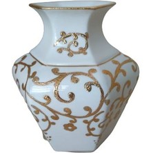 Kütahya Porselen Köşeli Vazo 15 cm Dekor NO:3678 B.altın