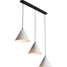 Dylight Retro Metal Beyaz Üçlü Sıralı Sarkıt Avize