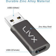 Livx Type C To USB 3.0 Çevirici Dönüştürücü Otg Adaptör Gri