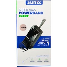 Sunix PB05 Micro- Lightning-Type-C Çıkışlı LED Göstergeli 50000 Mah Taşınabilir Sarj Cihazı