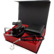 Vega Gift Shop Özel Kutusunda Kemer & Zippo & Cüzdan & Onix Taşlı Tesbih Hediye Seti