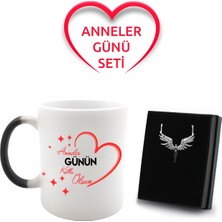 VegaGiftShop Anneler Gününe Özel Sihirli Kupa & Gümüş Kaplama Mikail Melek Kolye Hediye Seti