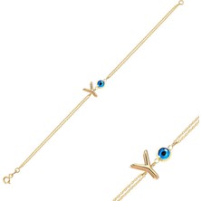 Engingold 14K Altın Nazar Boncuklu Y Harfli Bileklik