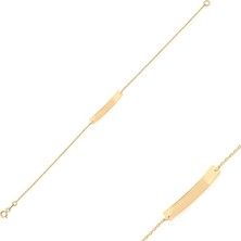 Engingold 14K Altın Çubuk Plaka Bar Bileklik