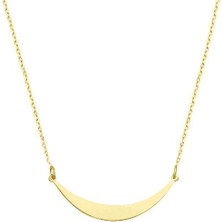 Engingold 14K Altın Oval  Plaka Bar Kolye