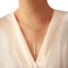 Engingold 14K Altın Halka Çubuk Bar Kolye