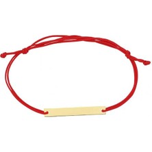 Engingold Ip Örgü 14K Altın Çubuk Plaka Bileklik