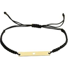 Engingold Ip Örgü 14K Altın Kalpli Çubuk Bileklik