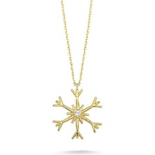 Engingold 14 Ayar Altın Taşlı Kar Tanesi Kolye