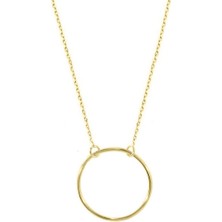 Engingold 14K Sade Altın Halka Geometrik Kolye