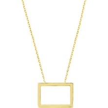 Engingold 14K Altın Dikdörtgen Geometrik Kolye