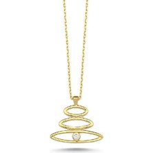 Engingold 14 Ayar Altın Taşlı Elips Model Kolye