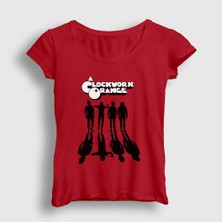 Presmono Kadın Kırmızı Gang Film Otomatik Portakal A Clockwork Orange T-Shirt