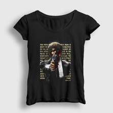 Presmono Kadın Siyah Ezekiel Film Pulp Fiction T-Shirt