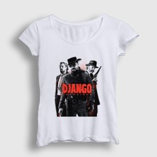 Presmono Kadın Beyaz Cover Film Django Unchained T-Shirt